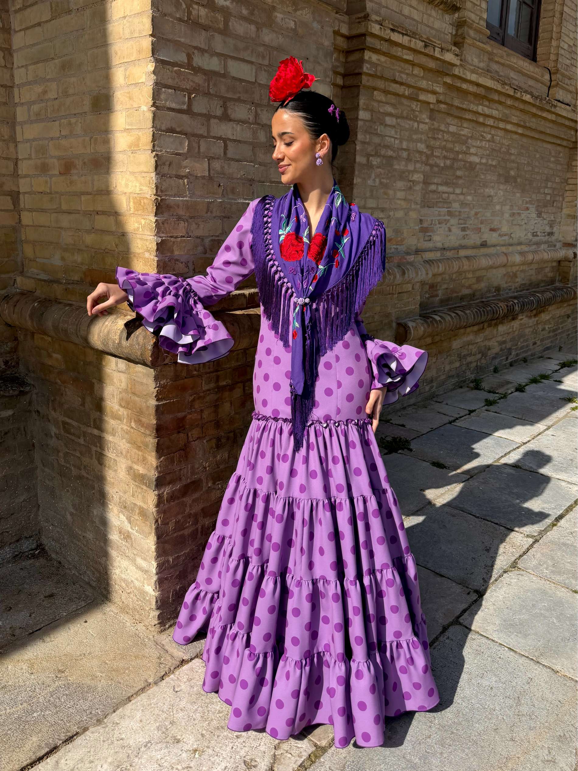 Traje de Flamenca Canastero Talle alto Malva lunar morado