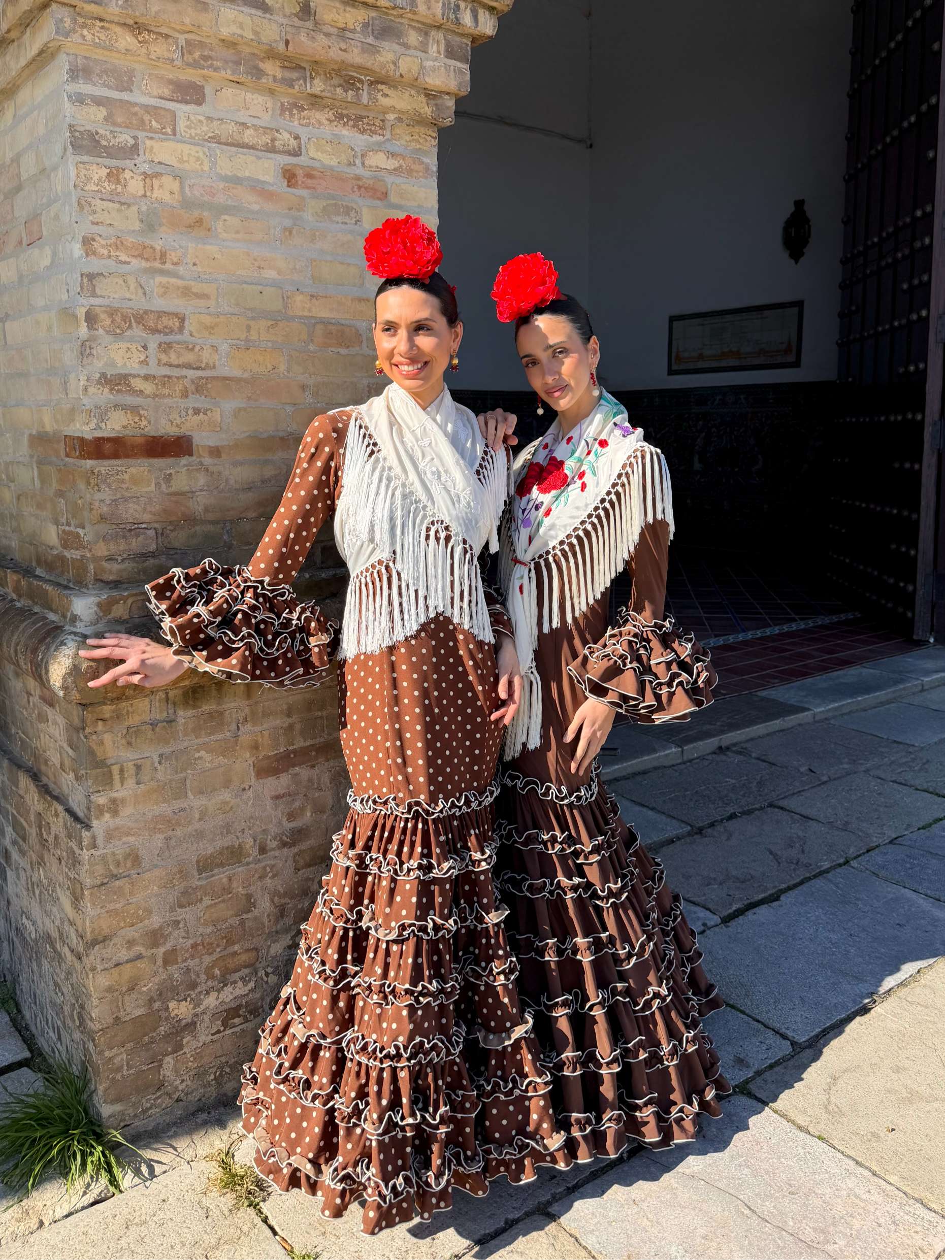 Traje de Flamenca Canastero Adorno Garrucha Marrón Chocolate