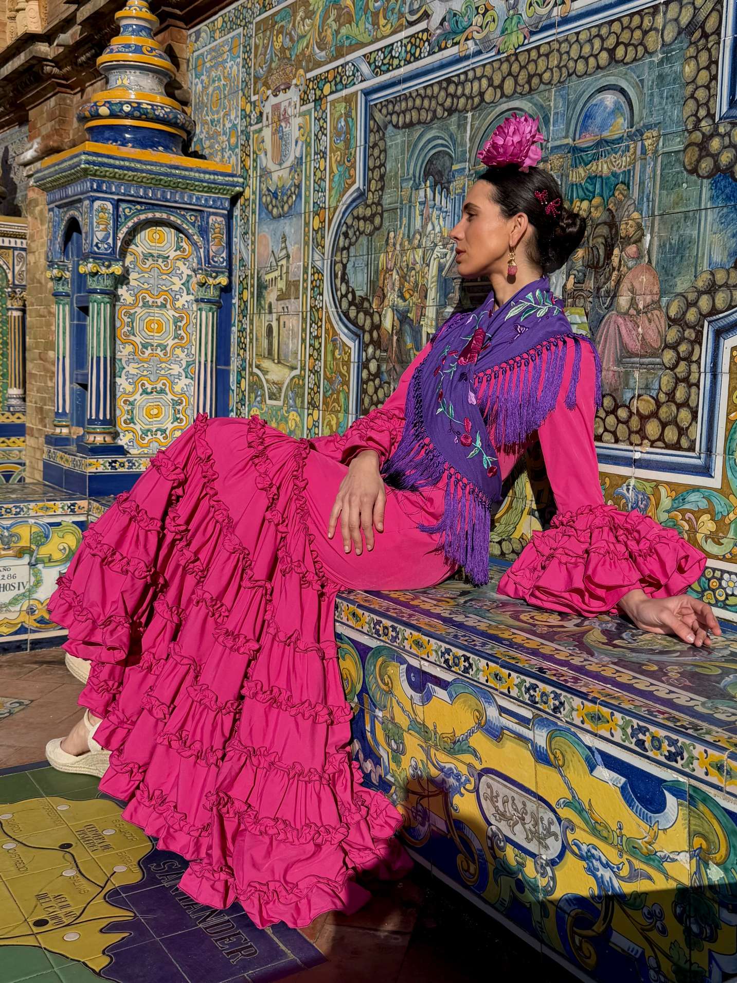 Traje de Flamenca Canastero Adorno Garrucha Buganvilla