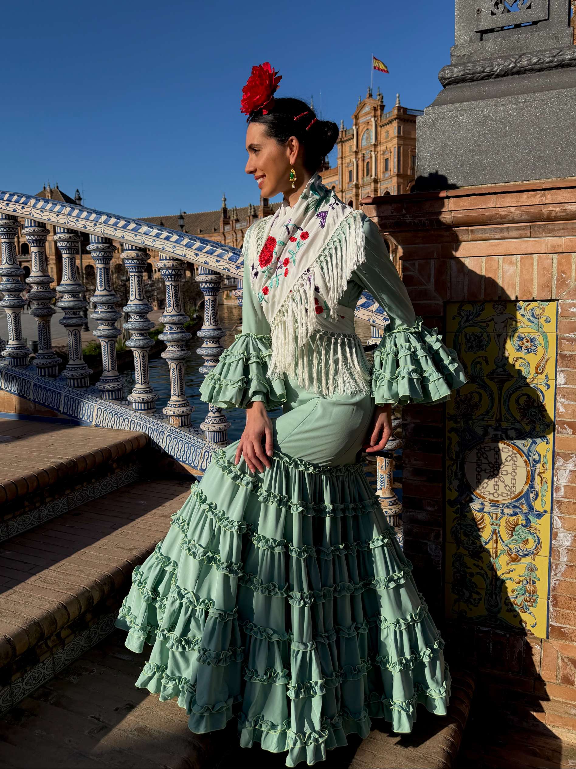 Traje de Flamenca Canastero Adorno Garrucha Jabonoso