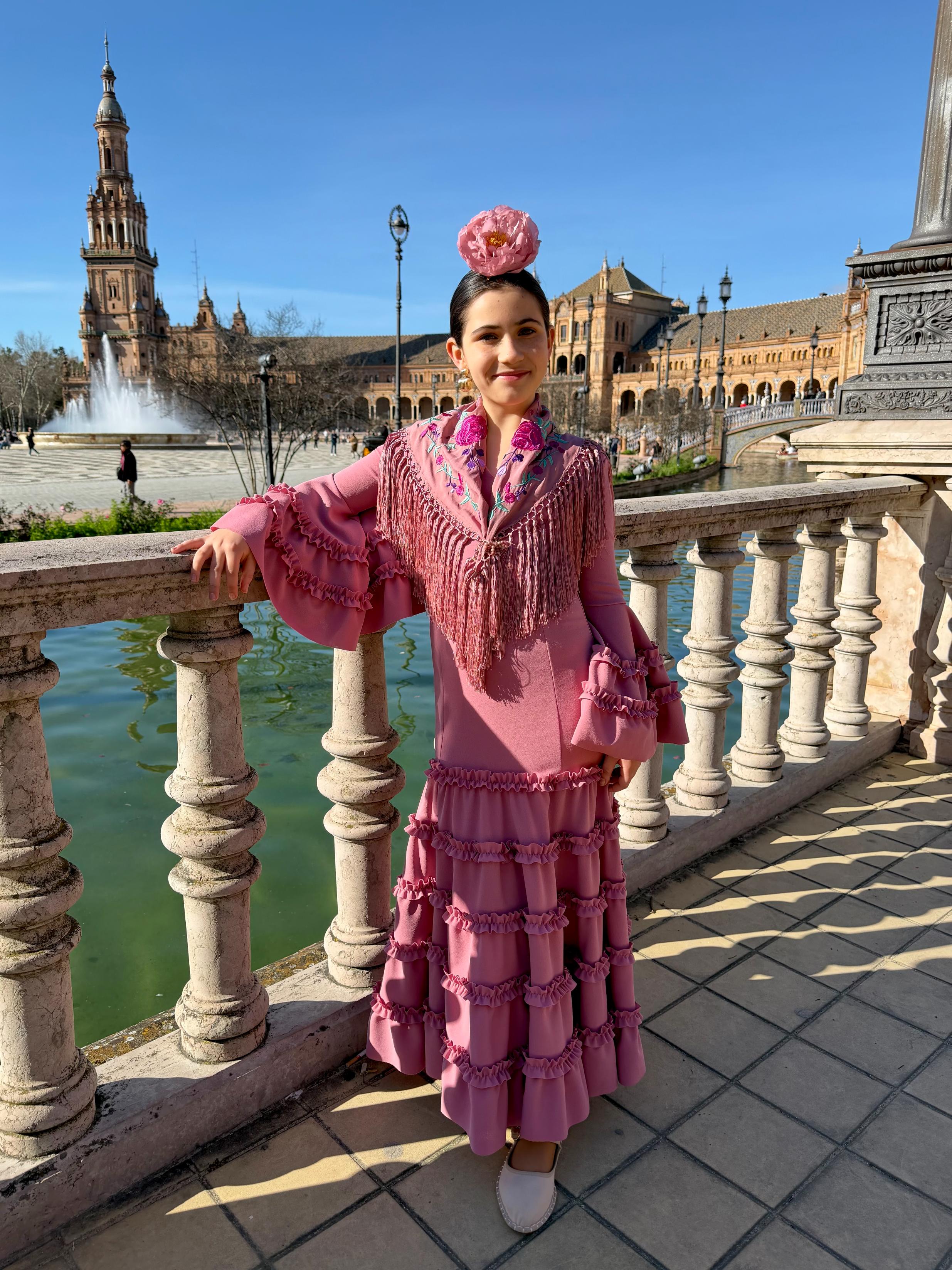 Traje de flamenca niña canastero económico maquillaje