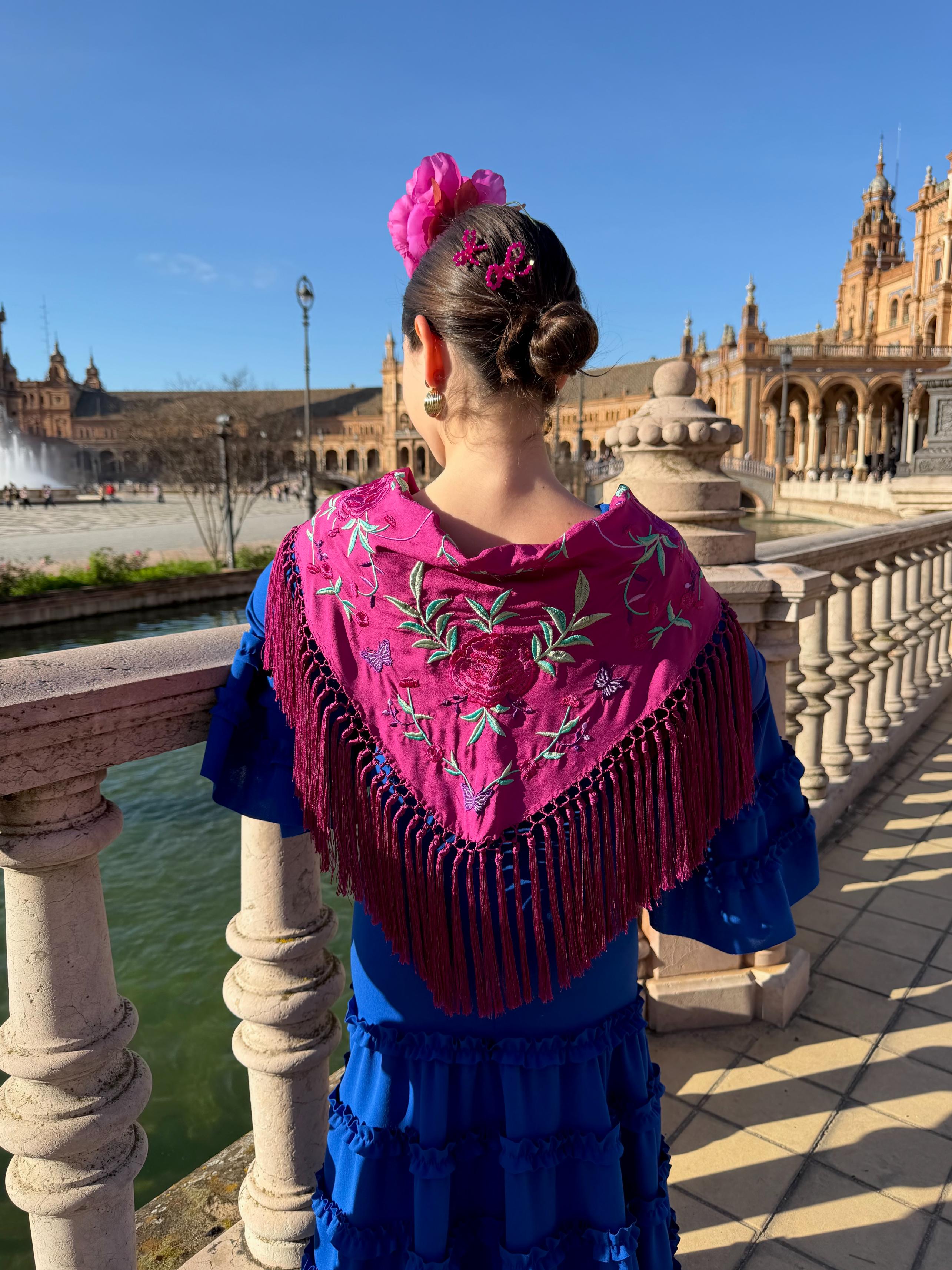Mantoncillo de flamenca niña 'Koralti' Buganvilla con Flores Buganvilla