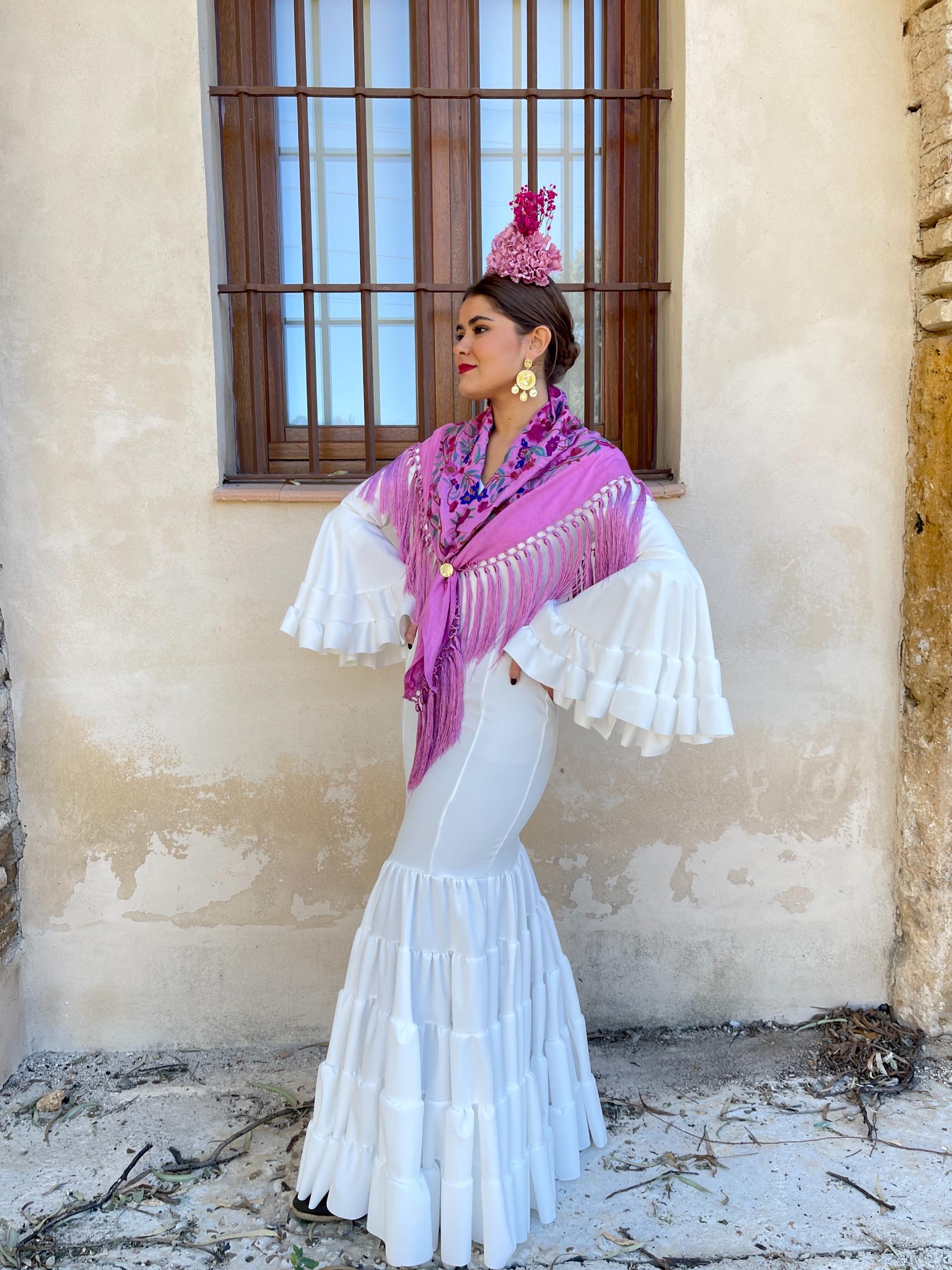 Traje Flamenca Low Cost Canastero Blanco
