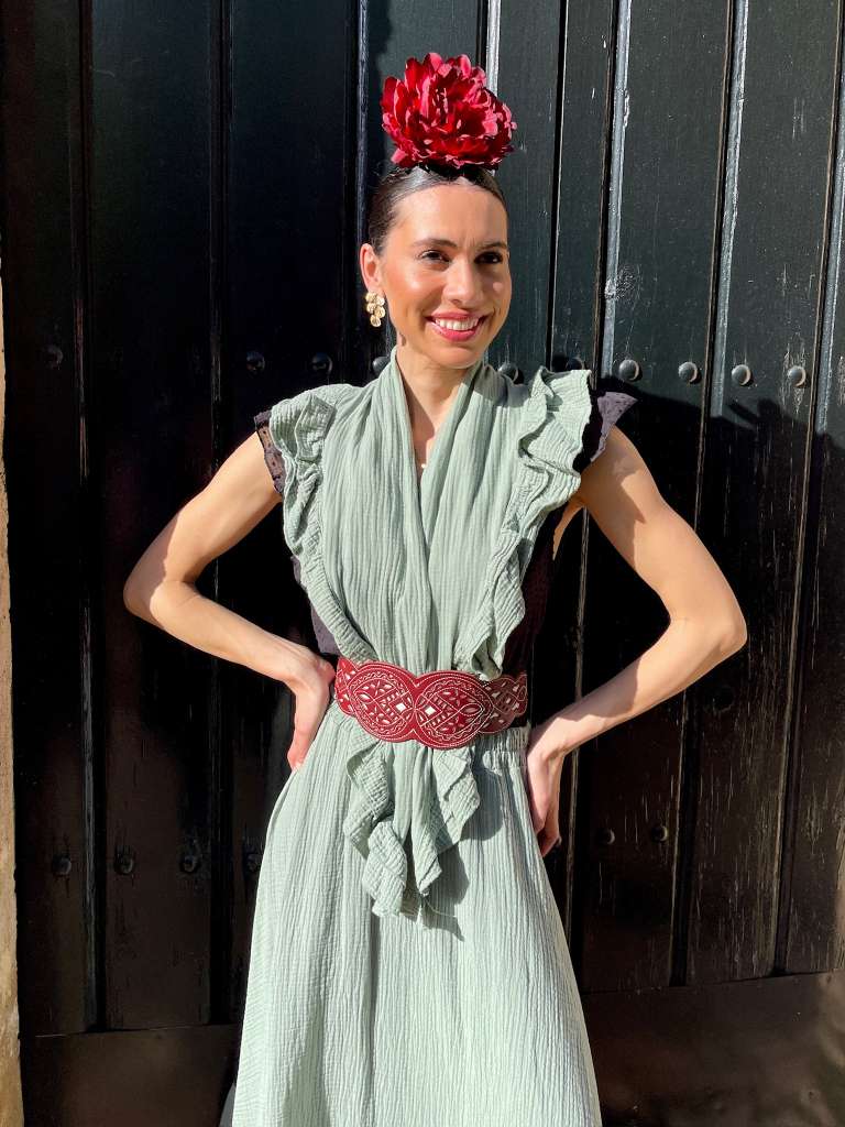 Fajín Rociero Cuero Burdeos