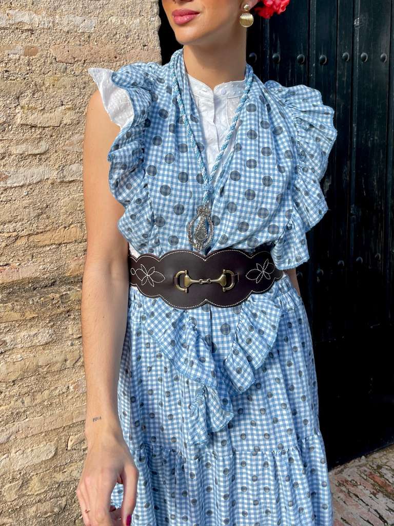 Fajín Rociero Herraje de Cuero Oscuro