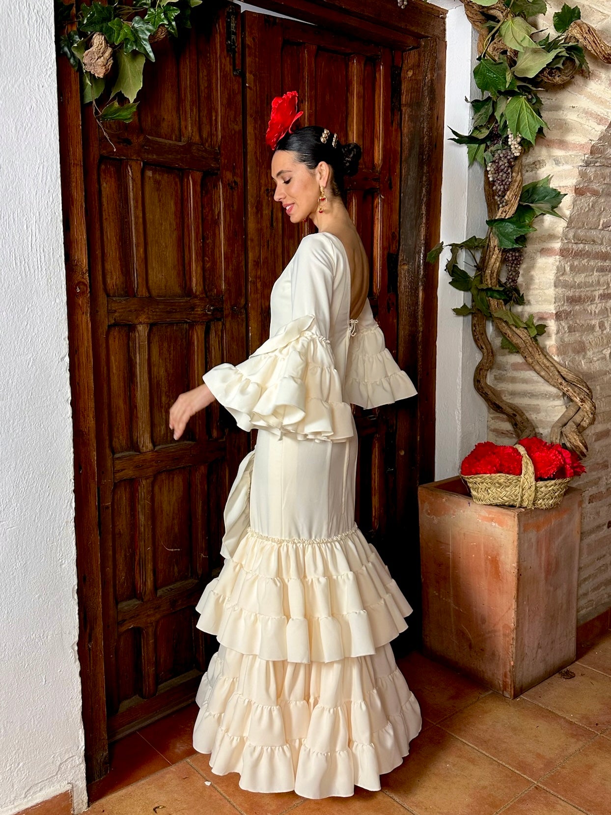 Traje de flamenca Strech Volante Subida Beige