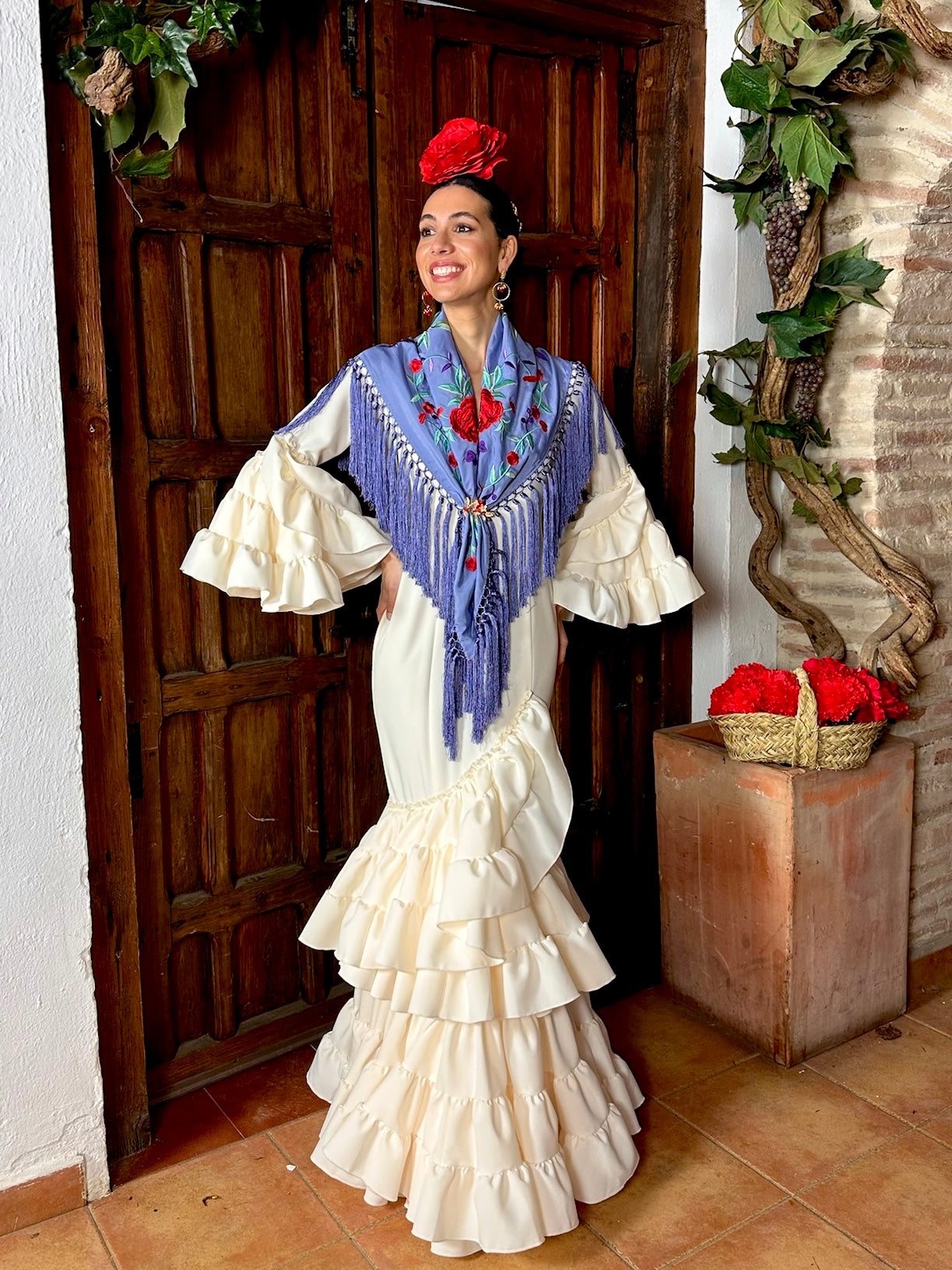 Traje de flamenca Strech Volante Subida Beige