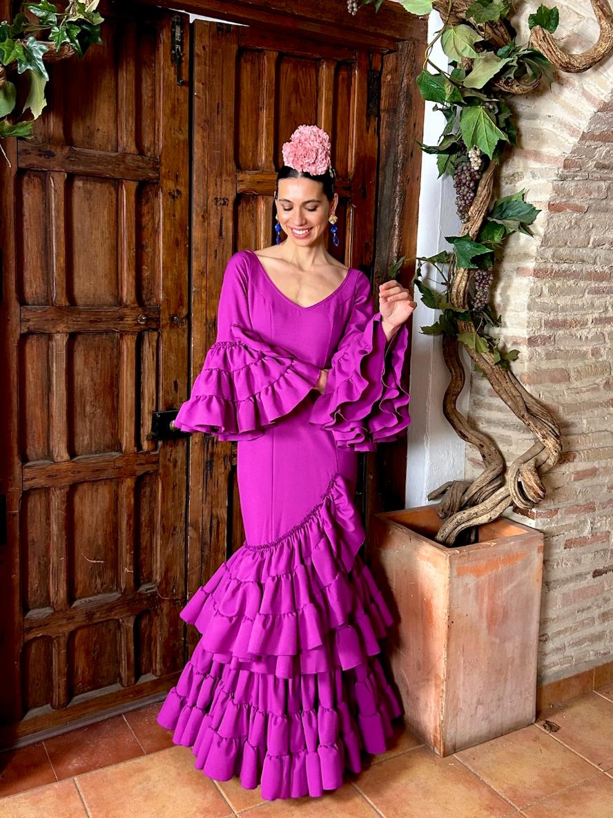 Traje de Flamenca Strech Volante Subida Buganvilla