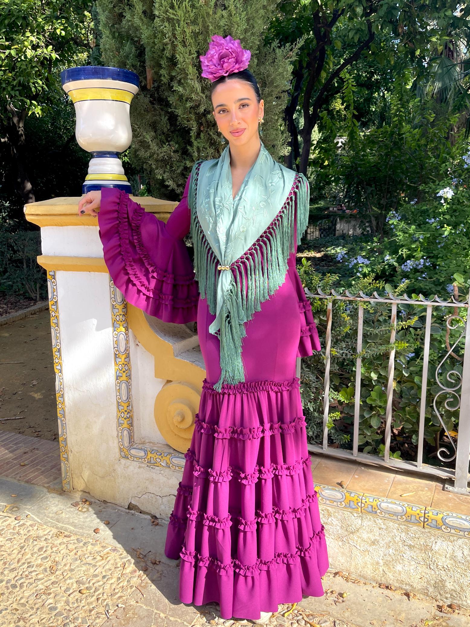 Traje de flamenca canastero económico buganvilla