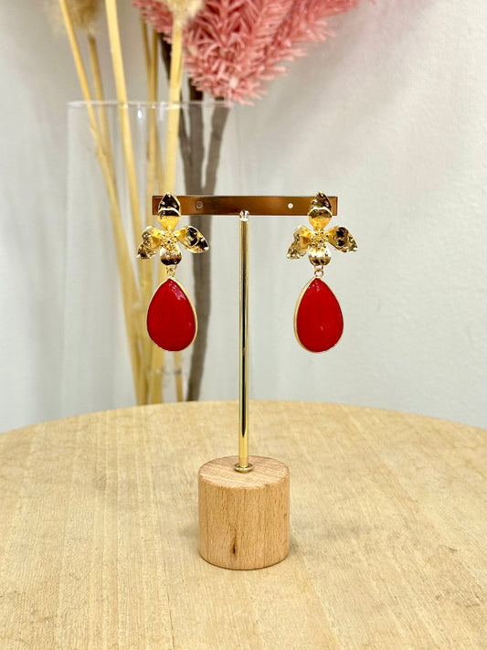 Pendientes Lirio Lagrima Rojo