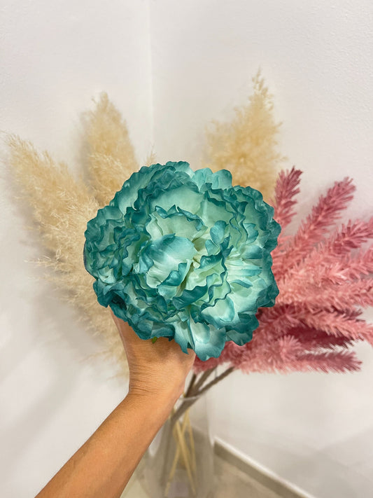 Flor Teñida a Mano Color Verde Agua Jabonoso