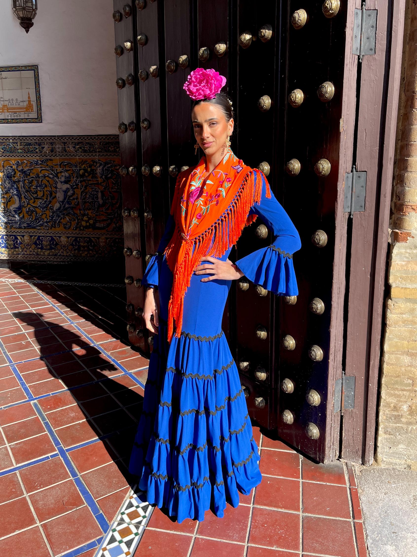 Traje Flamenca Canastero Liso Adorno Piquillo SPECIAL PRICE