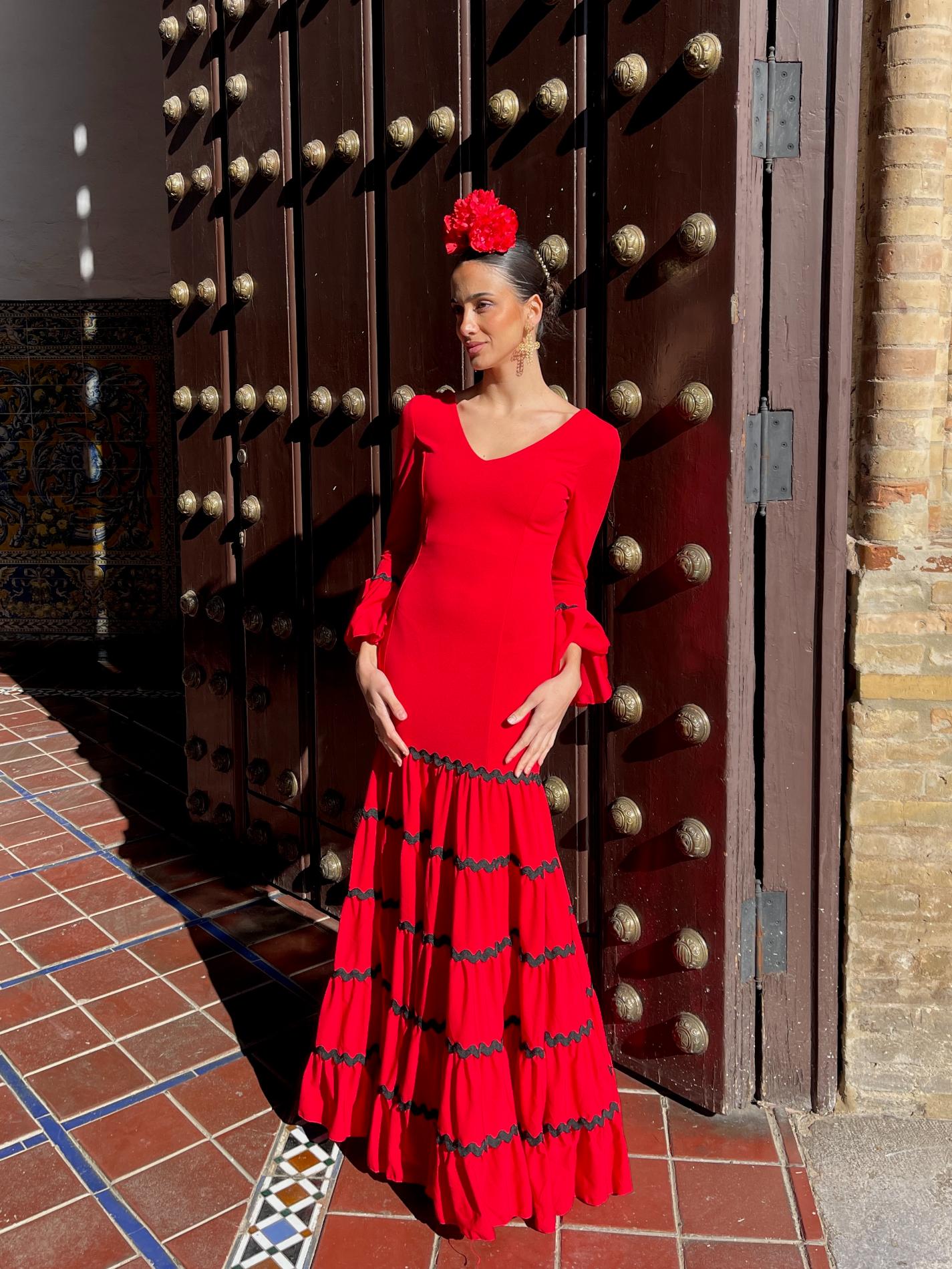 Traje Flamenca Canastero Liso Adorno Piquillo SPECIAL PRICE