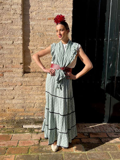Conjunto de Falda y Piquillo de Romería Bambula con Lunares Jabonoso