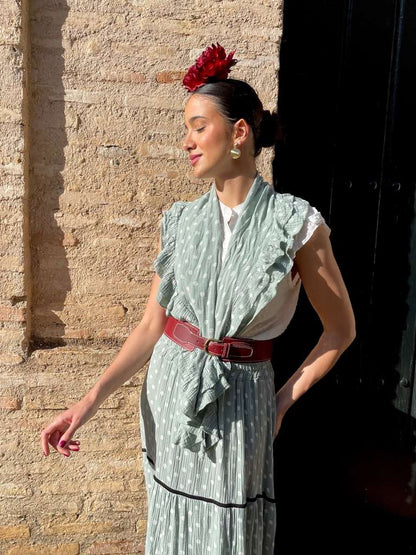 Conjunto de Falda y Piquillo de Romería Bambula con Lunares Jabonoso