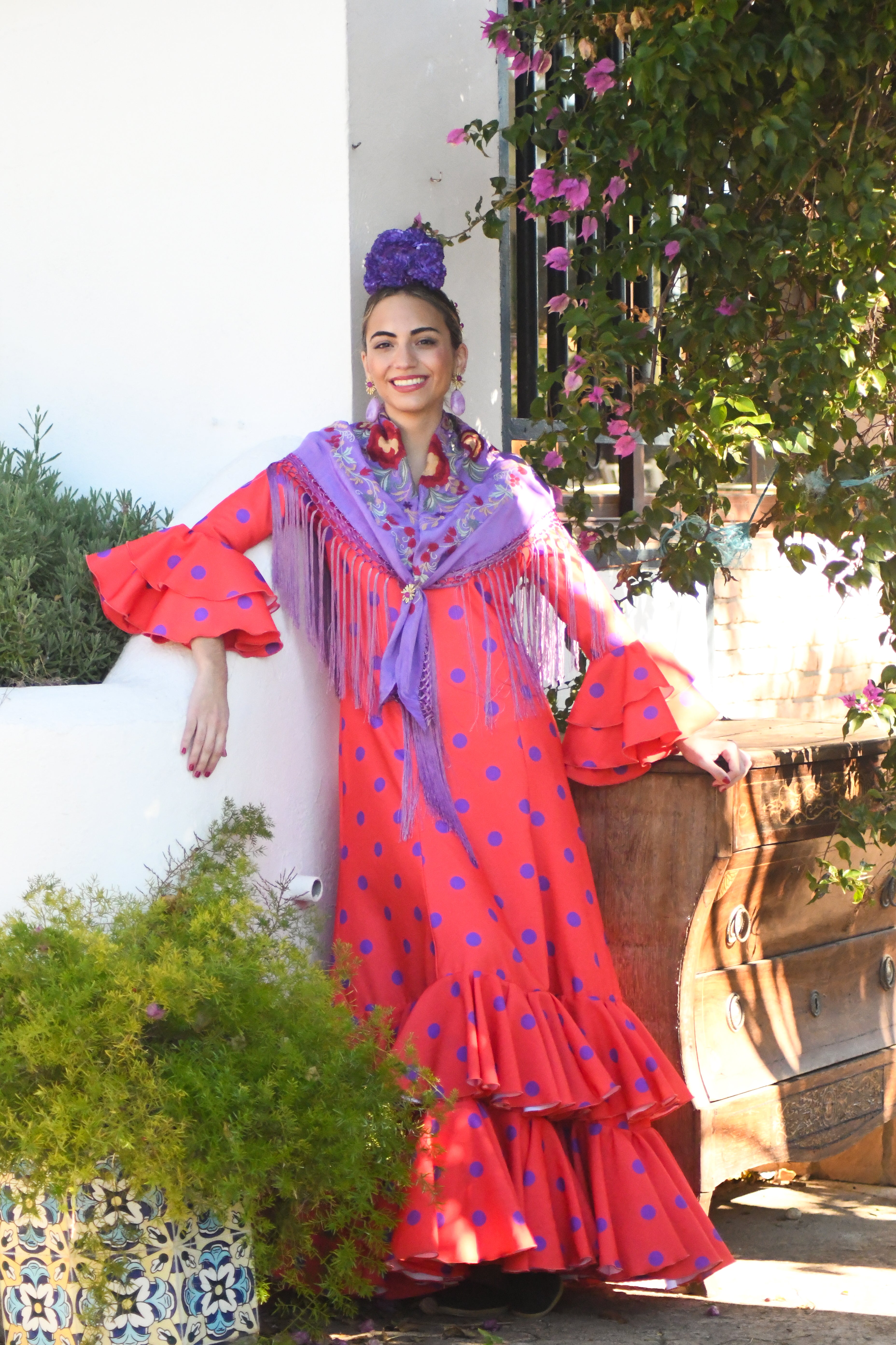 Traje de flamenca Modelo Borgoña Talla 34