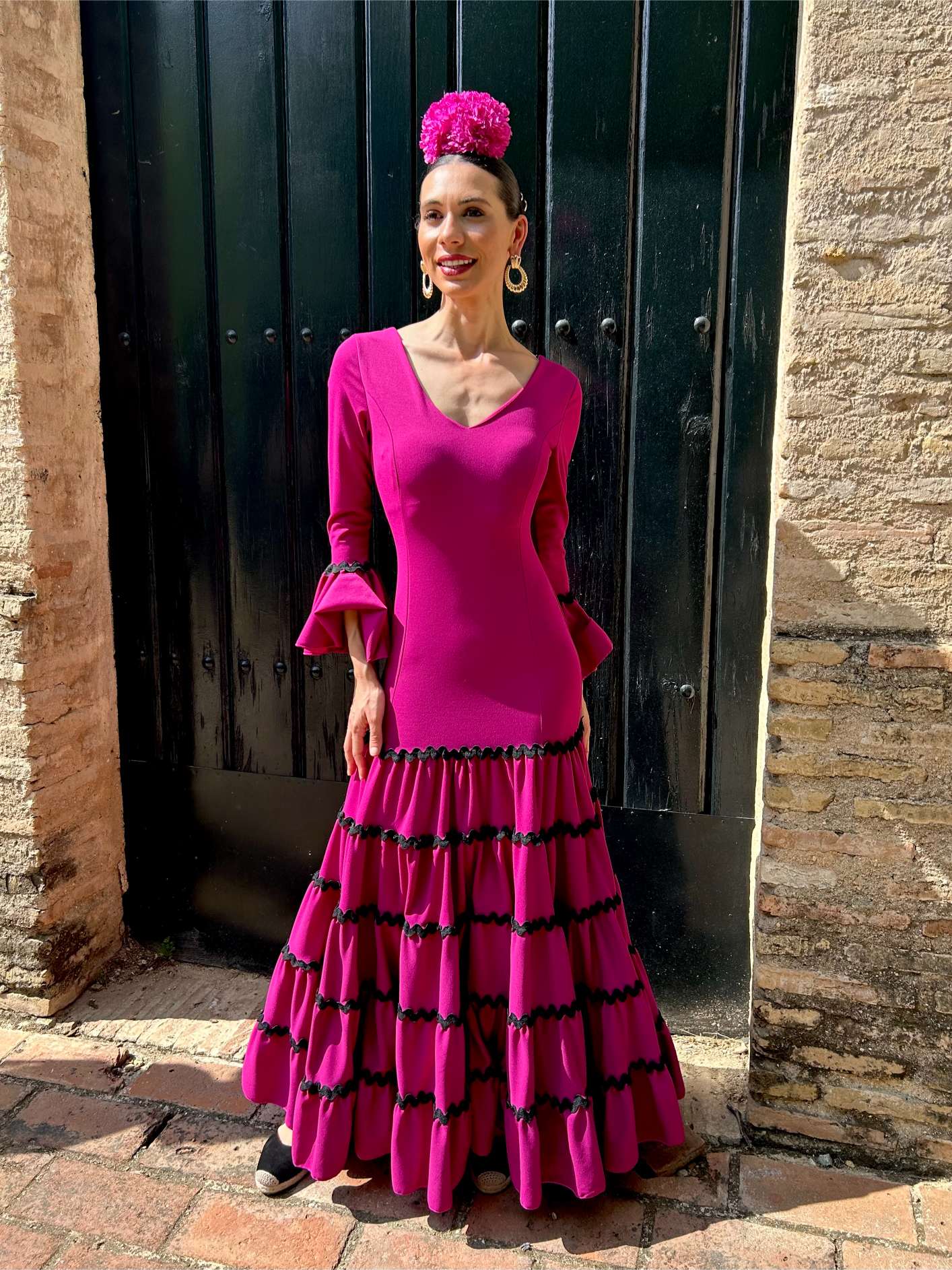 Traje Flamenca Canastero Liso Adorno Piquillo SPECIAL PRICE