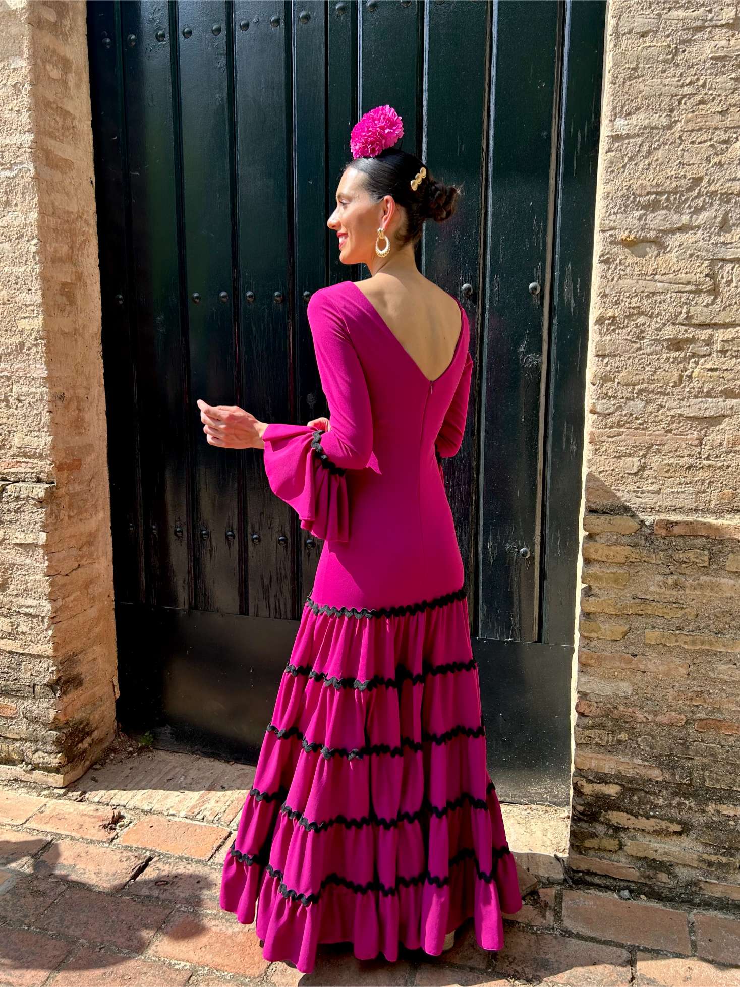 Traje Flamenca Canastero Liso Adorno Piquillo SPECIAL PRICE