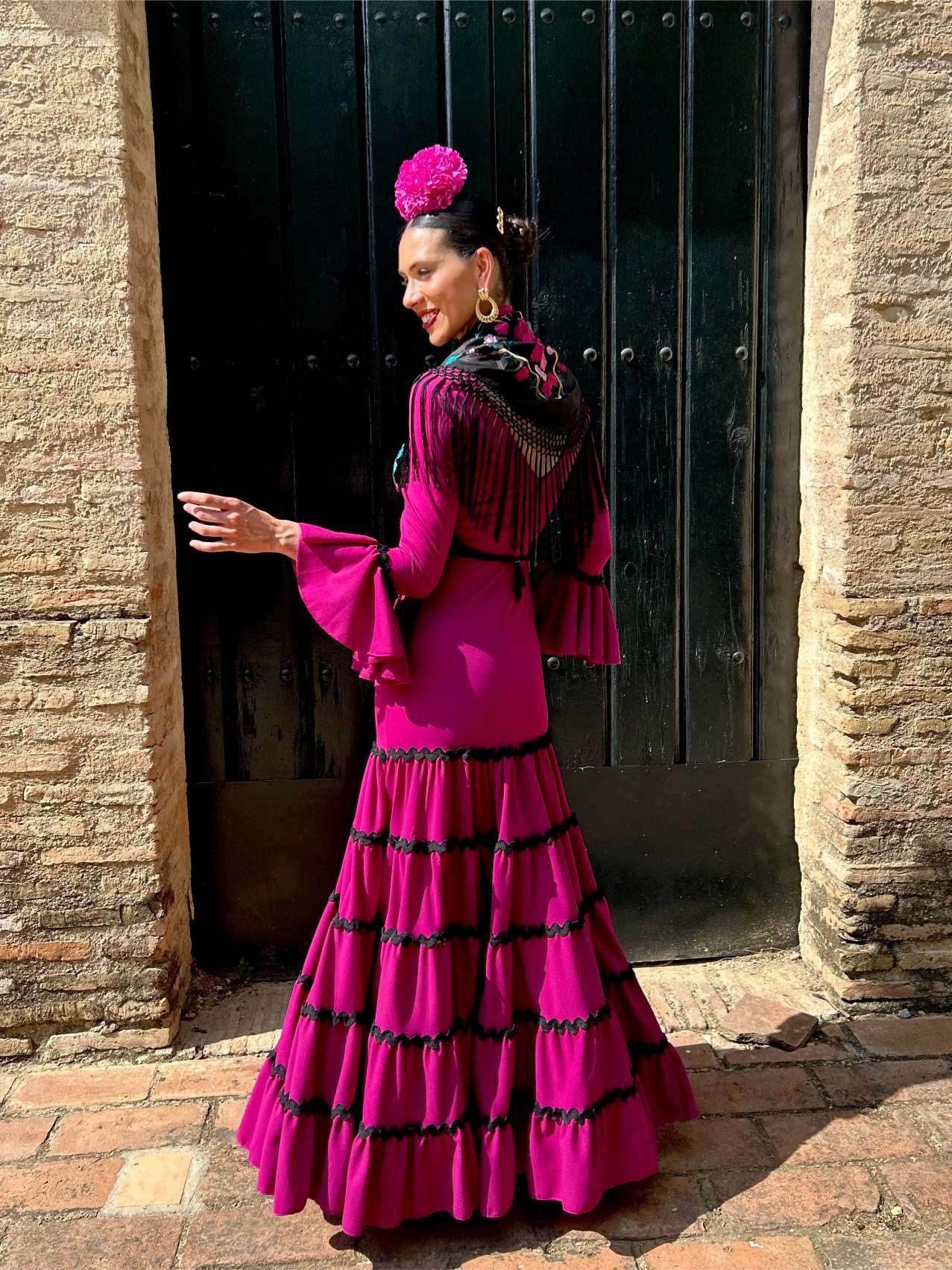 Traje Flamenca Canastero Liso Adorno Piquillo SPECIAL PRICE