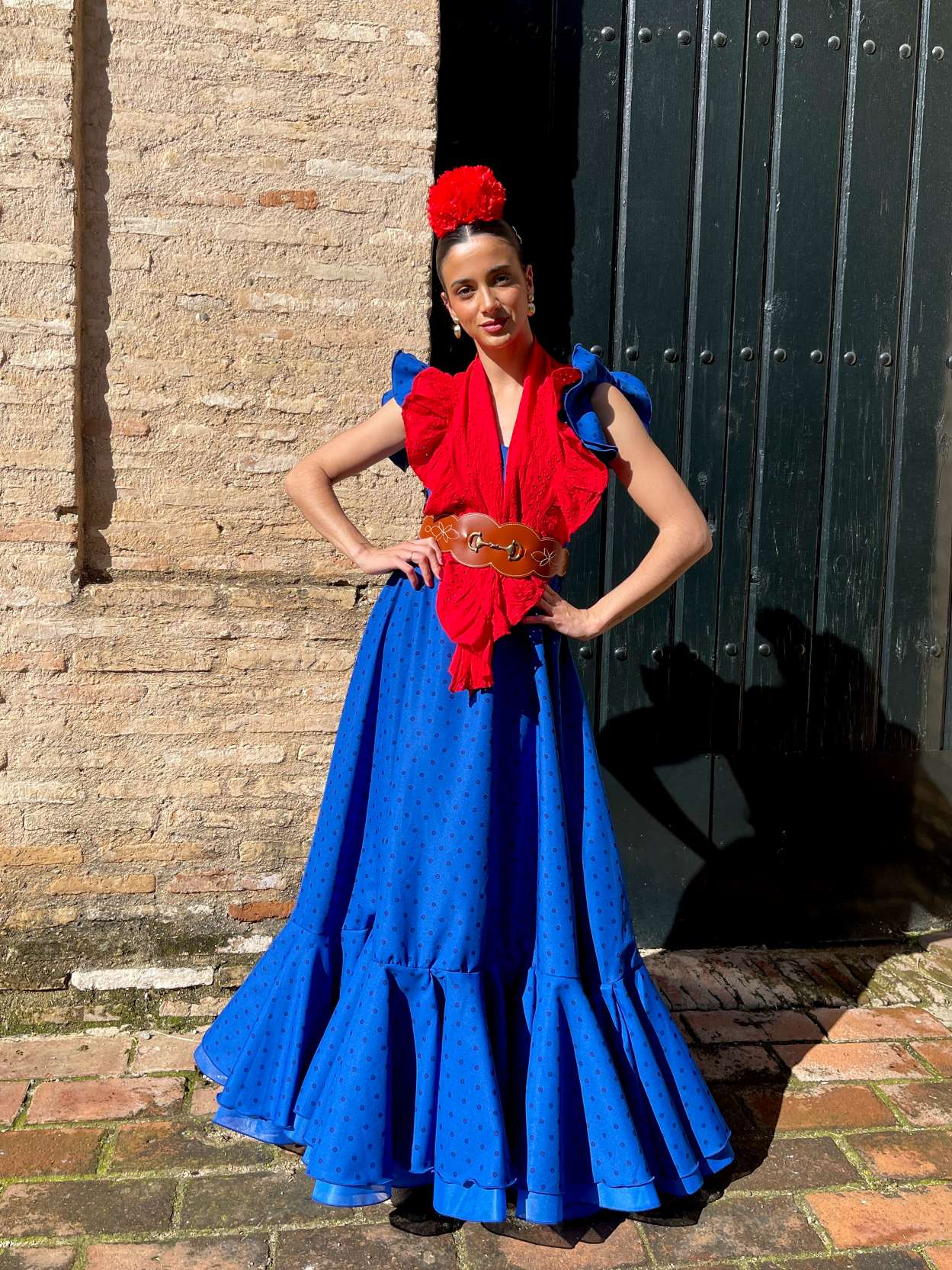 Look Bata Rociera Strech Azul Eléctrico con Lunar Azul
