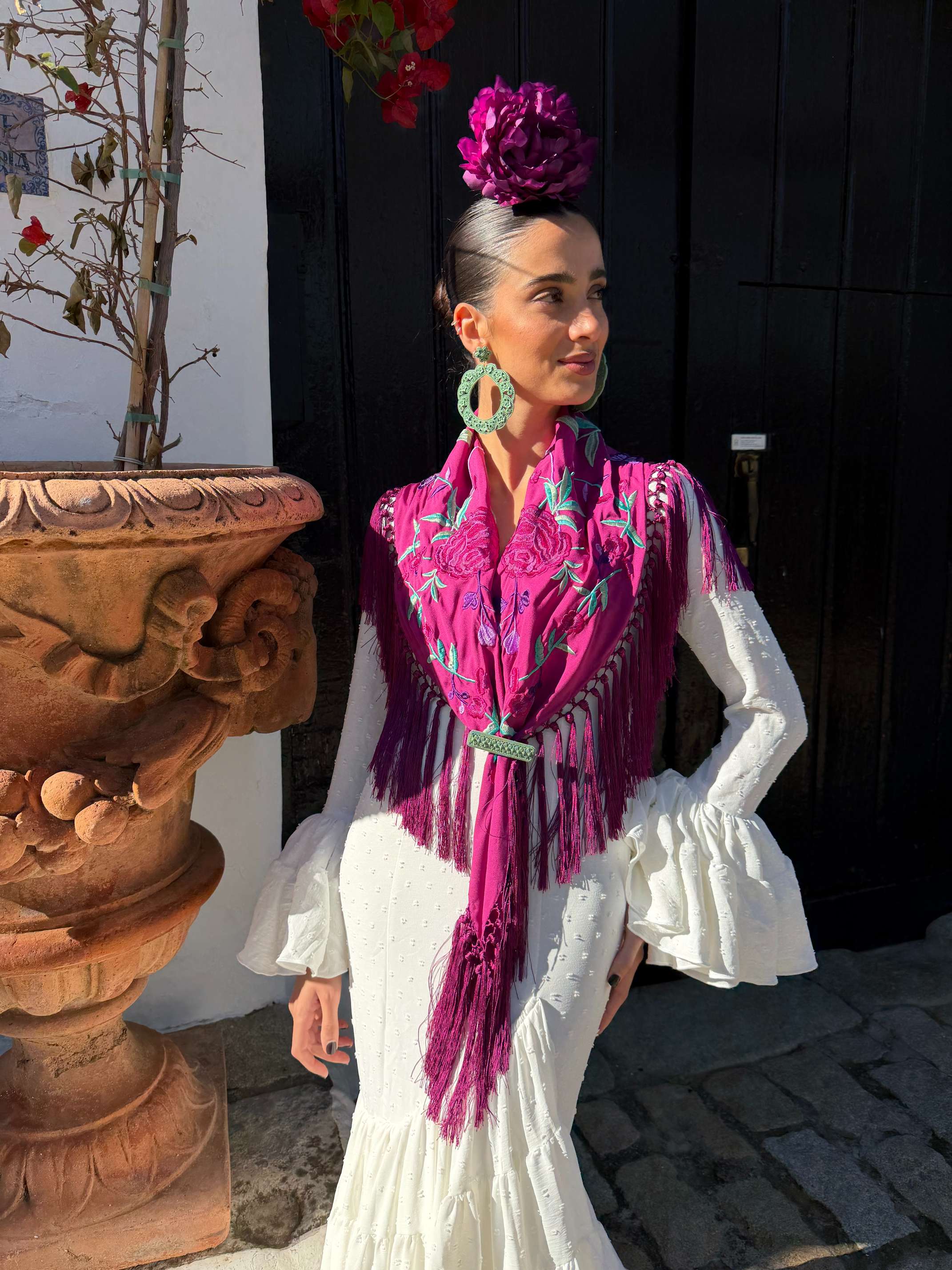 Mantoncillo de flamenca 'Koralti' Buganvilla con Flores Buganvilla