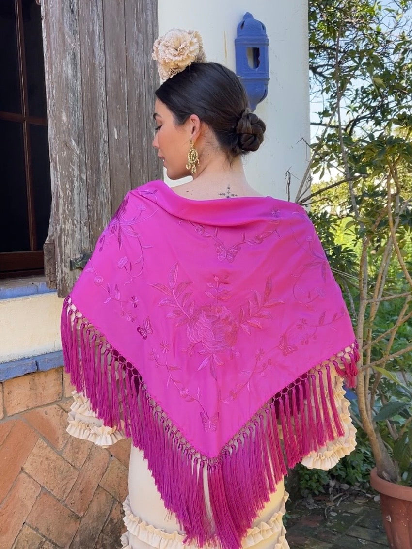 Mantoncillo de flamenca 'Koralti' Fucsia Monocolor