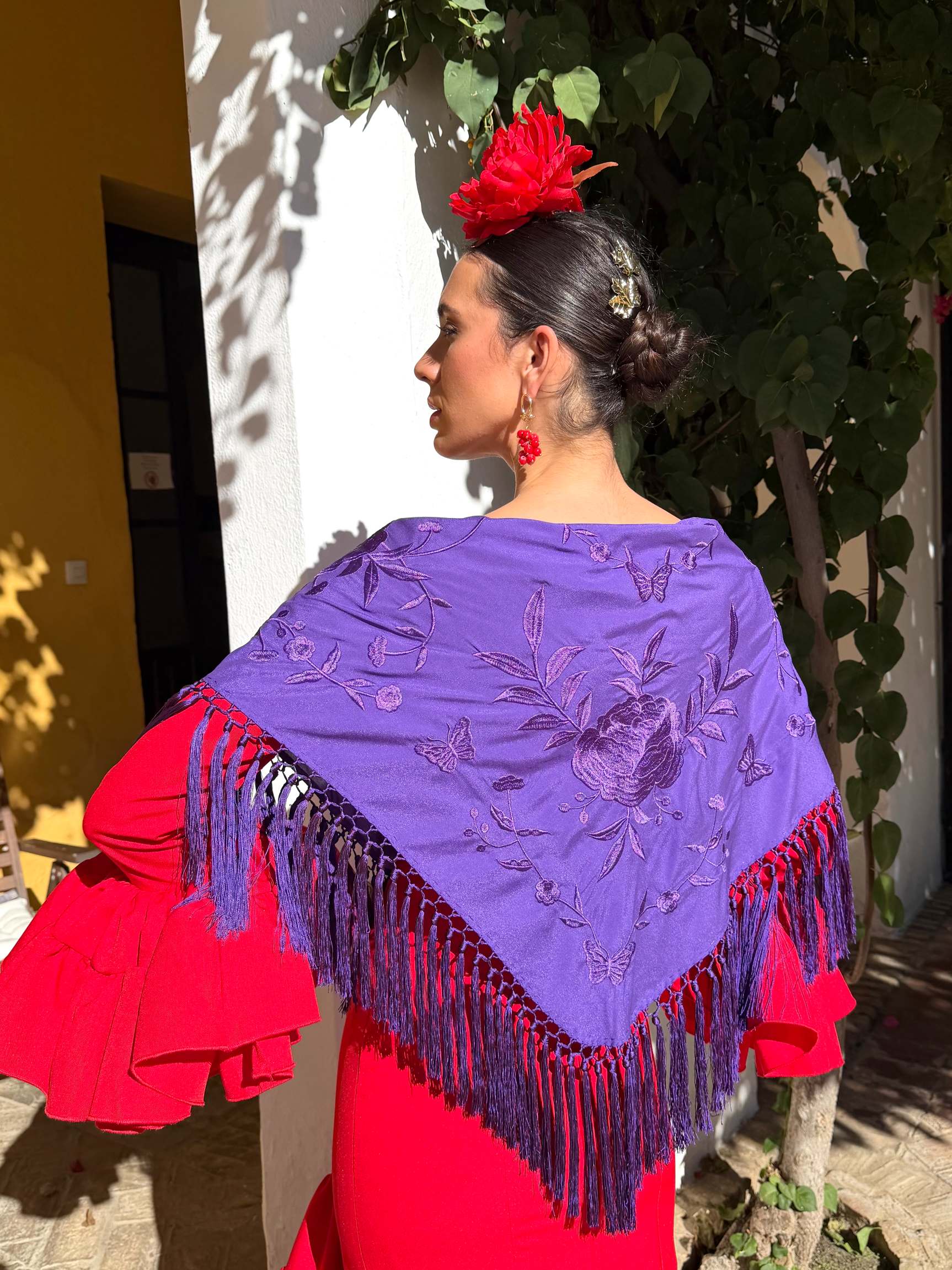 Mantoncillo de flamenca 'Koralti' Morado Monocolor