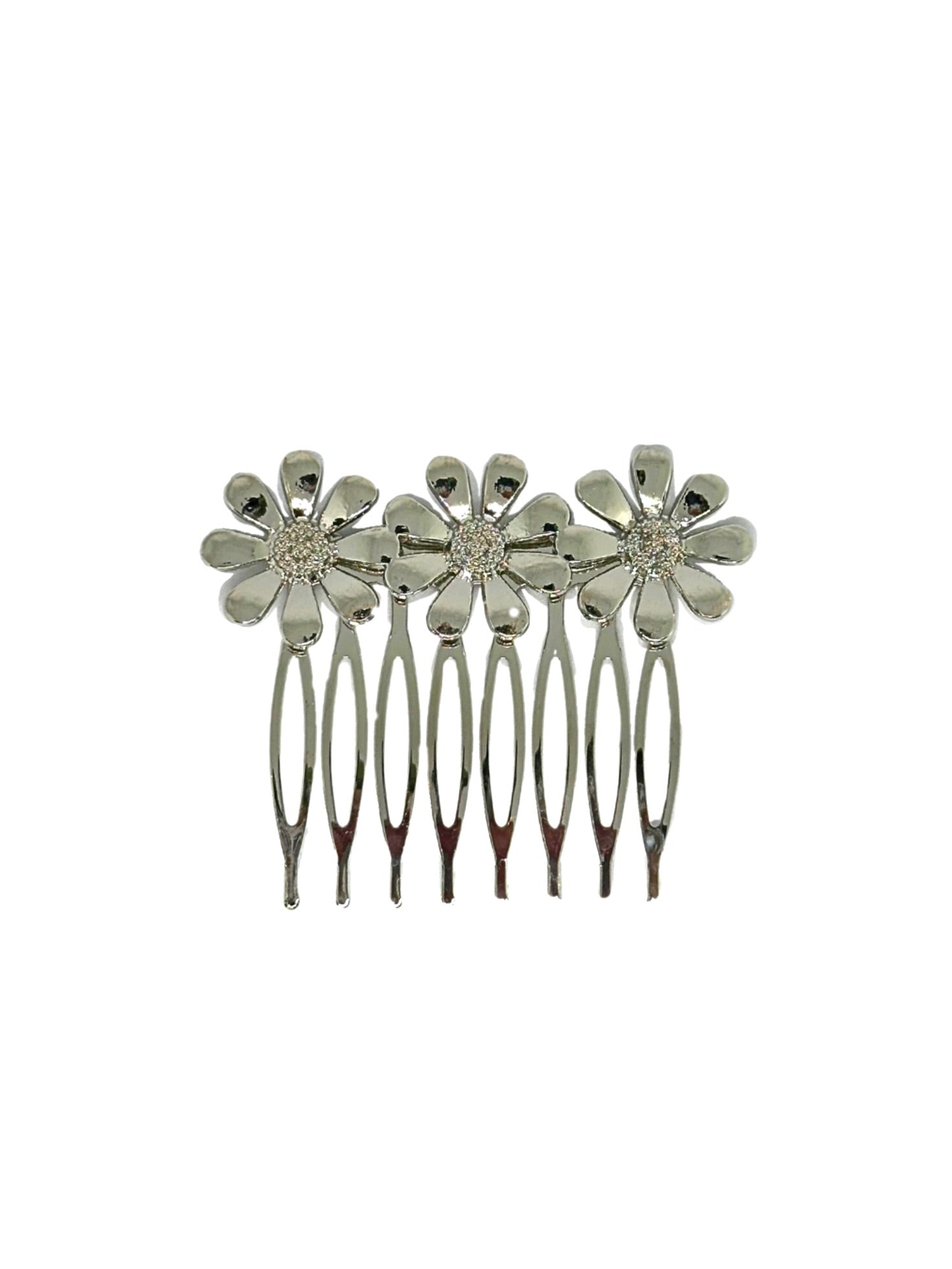 Peinecillo de flamenca de 3 margaritas plateadas