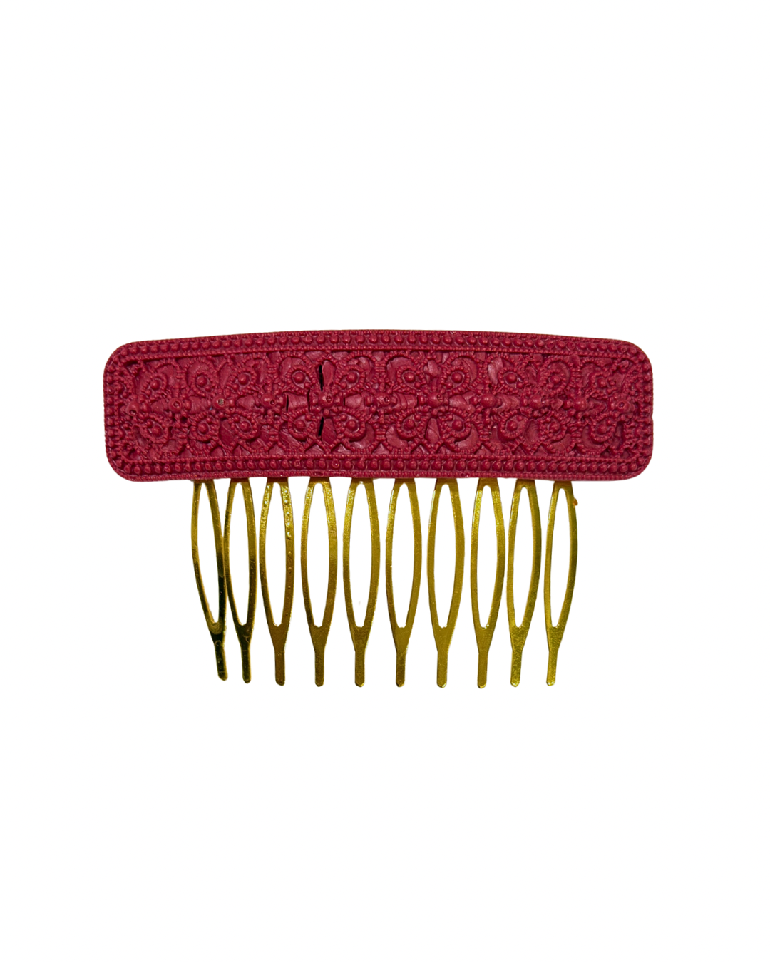Peinecillo flamenca de acetato rectangular burdeos