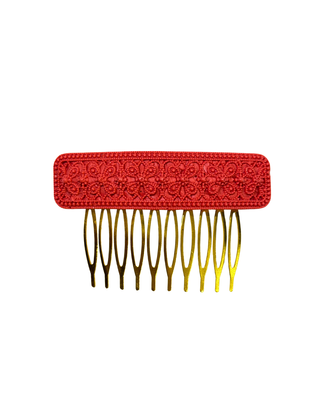 Peinecillo flamenca de acetato rectangular coral