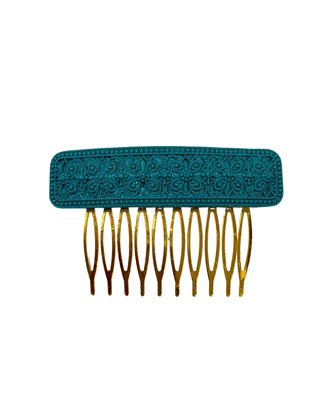 Peinecillo flamenca de acetato rectangular esmeralda