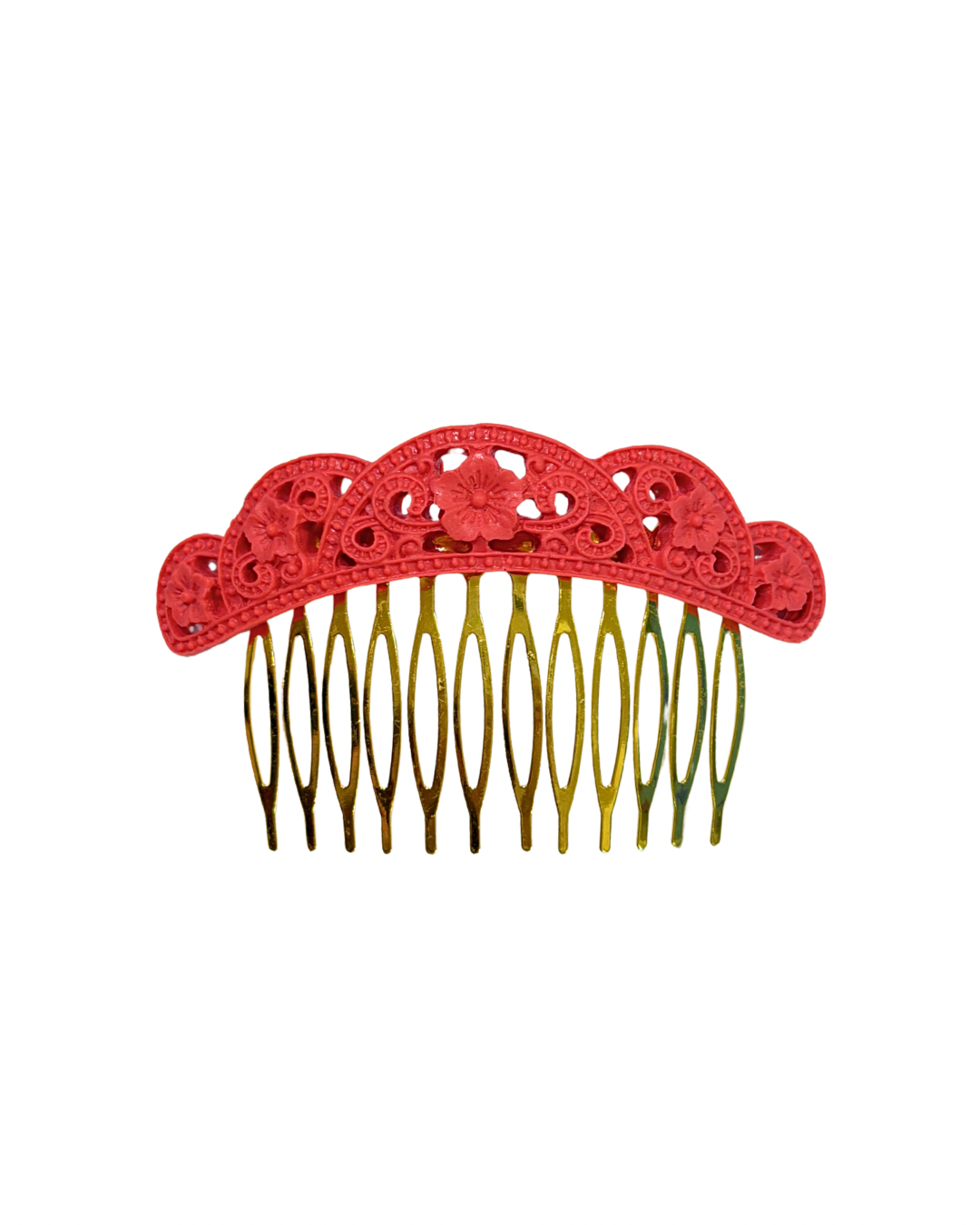 Peinecillo flamenca de acetato troquelado coral