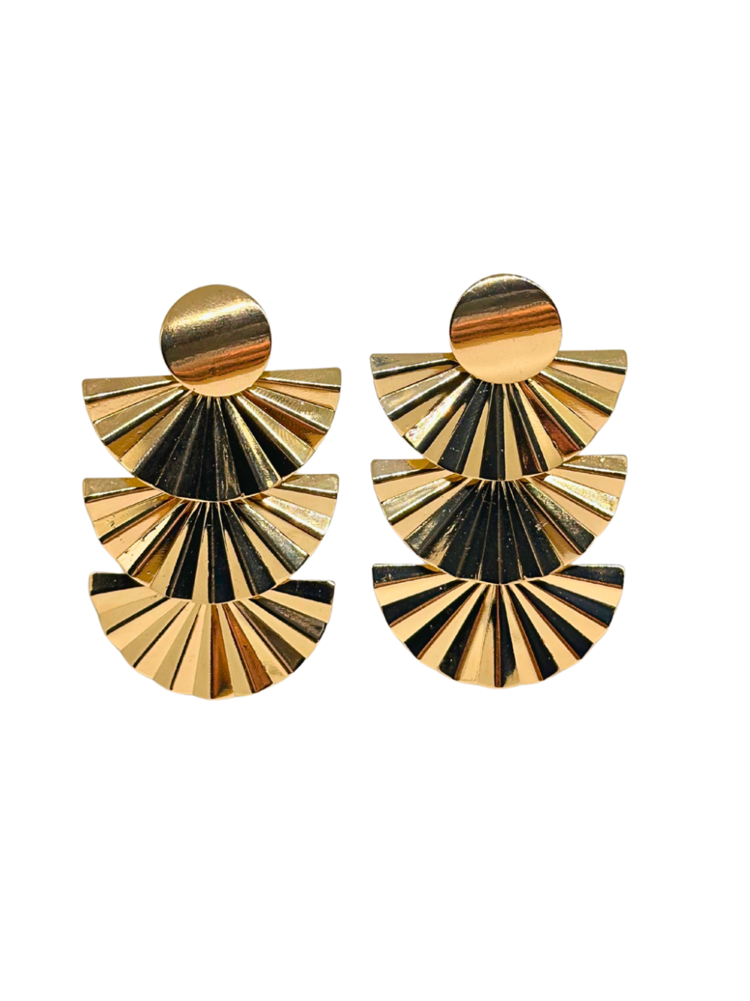 Pendientes abanicos dorados de Flamenca