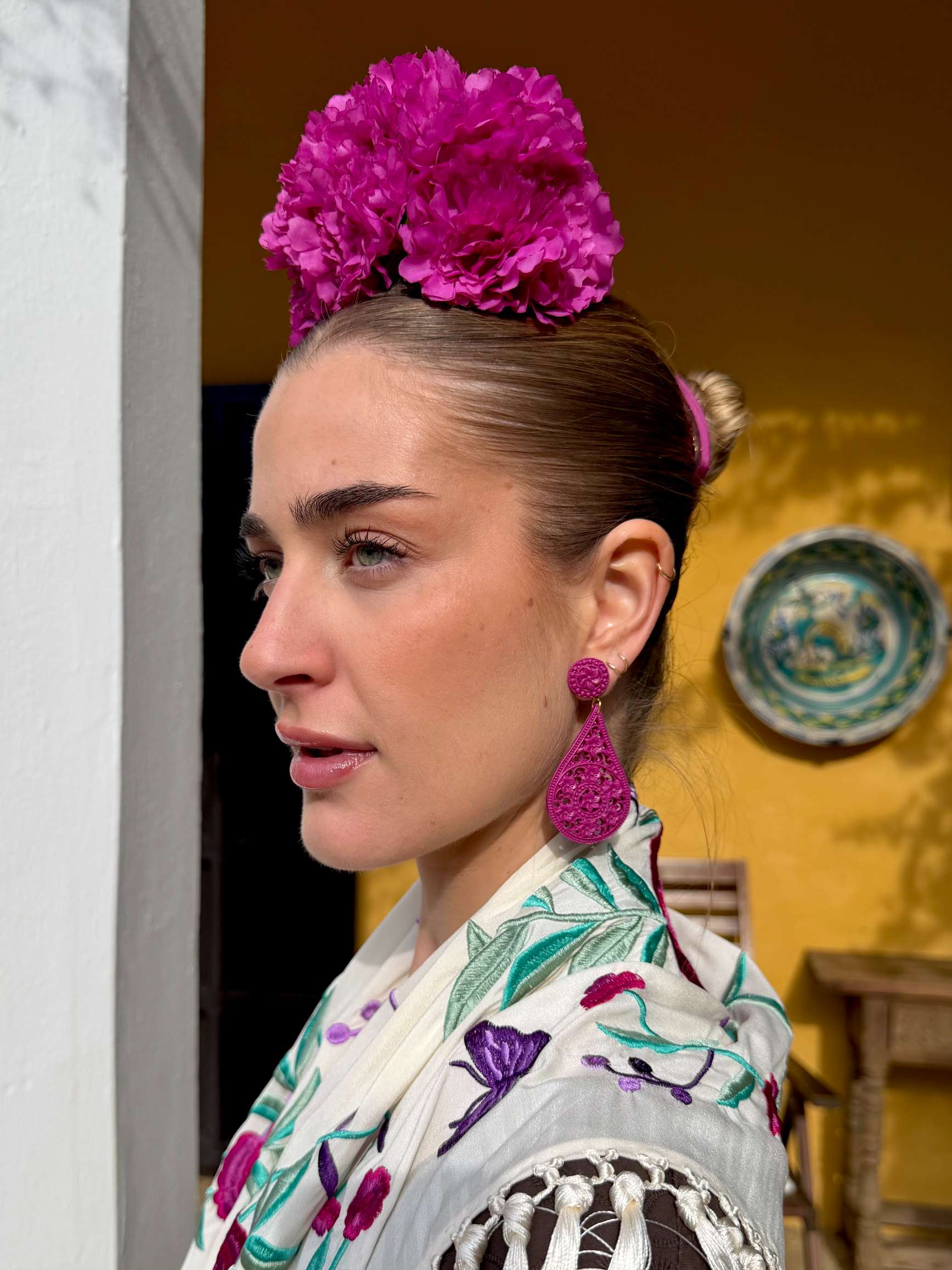 Pendientes de acetato buganvilla