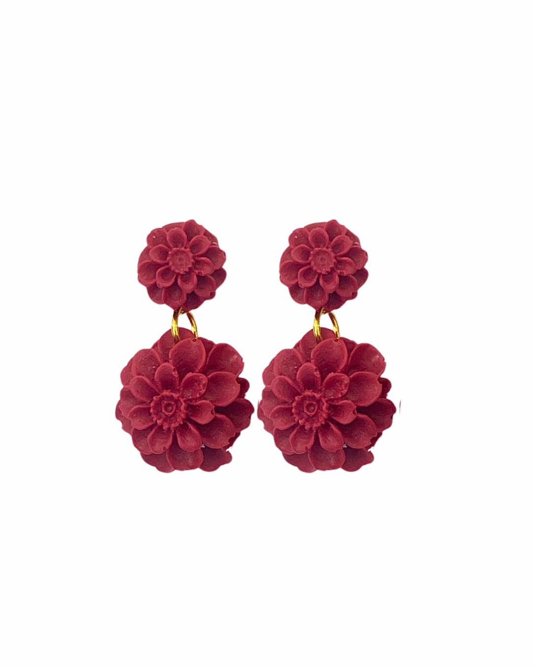 Pendientes de flamenca acetato flores pequeñas burdeos
