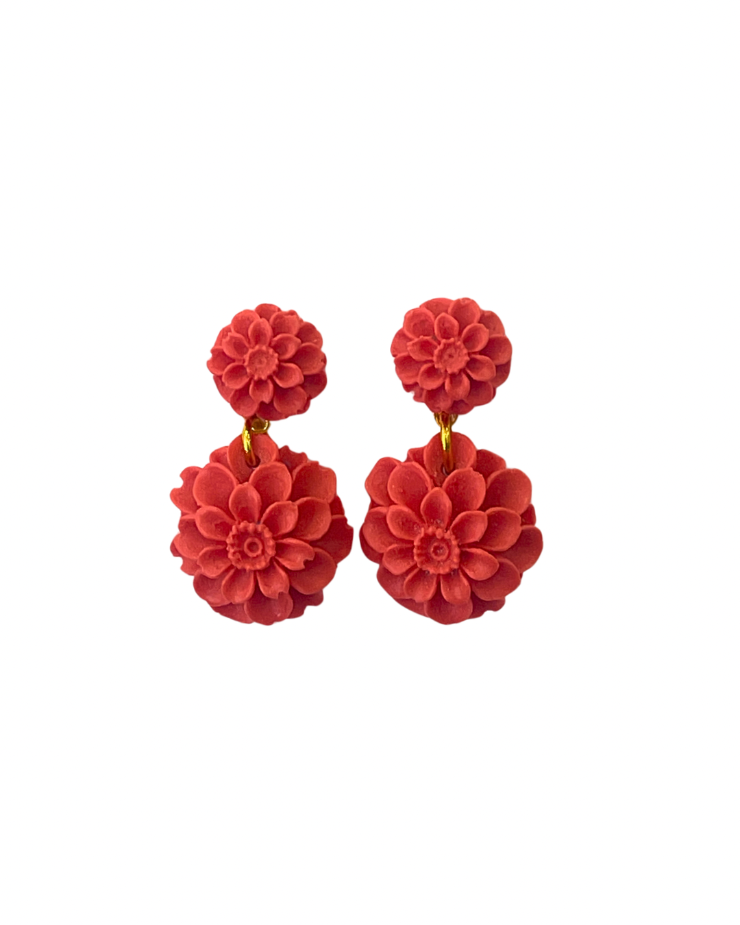 Pendientes de flamenca acetato flores pequeñas coral