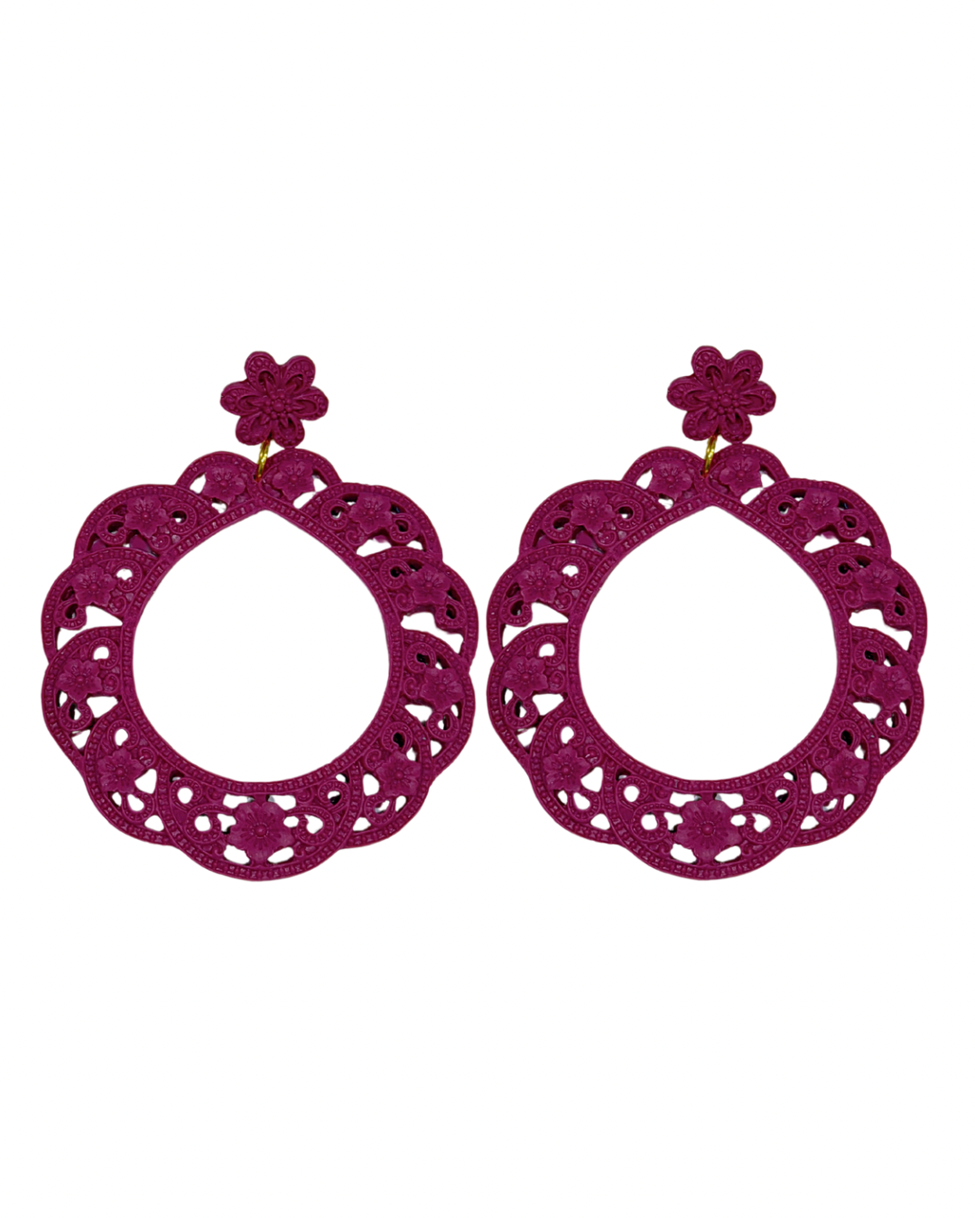 Pendientes de flamenca aros acetato Buganvilla