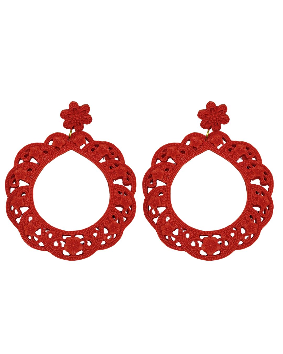 Pendientes de flamenca aros acetato Coral