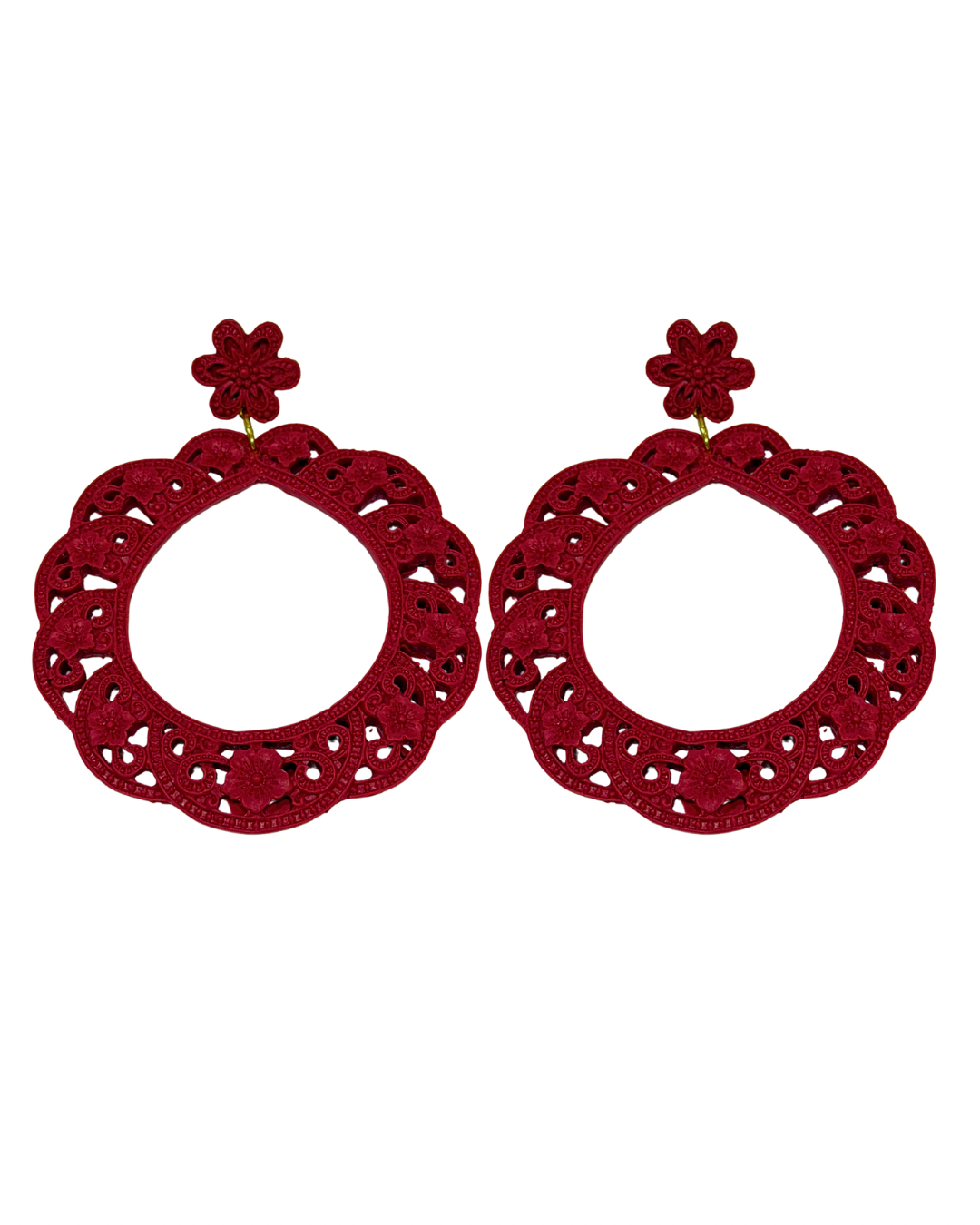 Pendientes de flamenca aros acetato burdeos