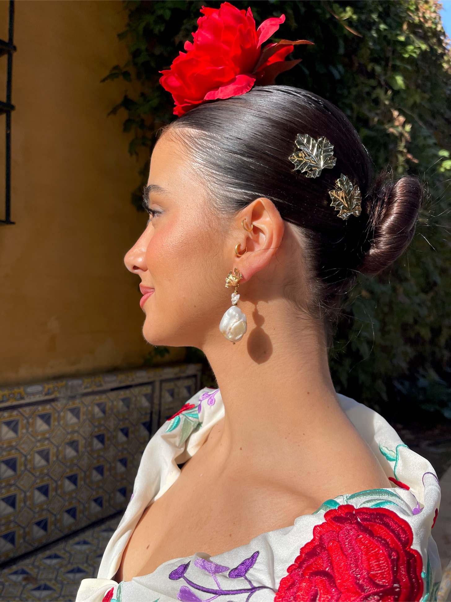 Pendientes de flamenca de nácar 