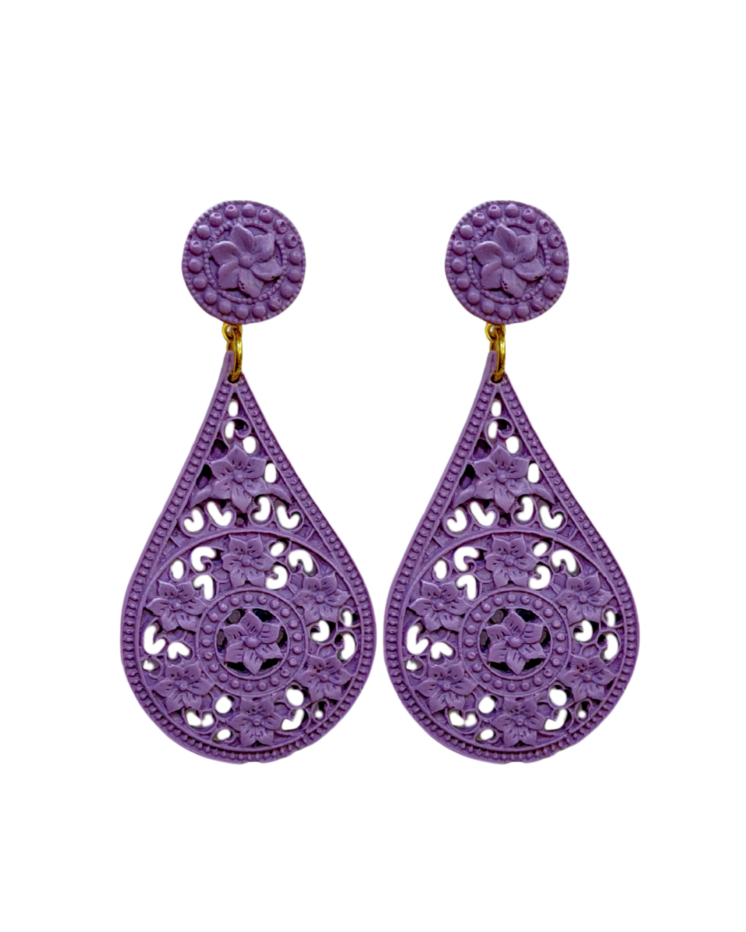 Pendientes de flamenca lagrima acetato malva