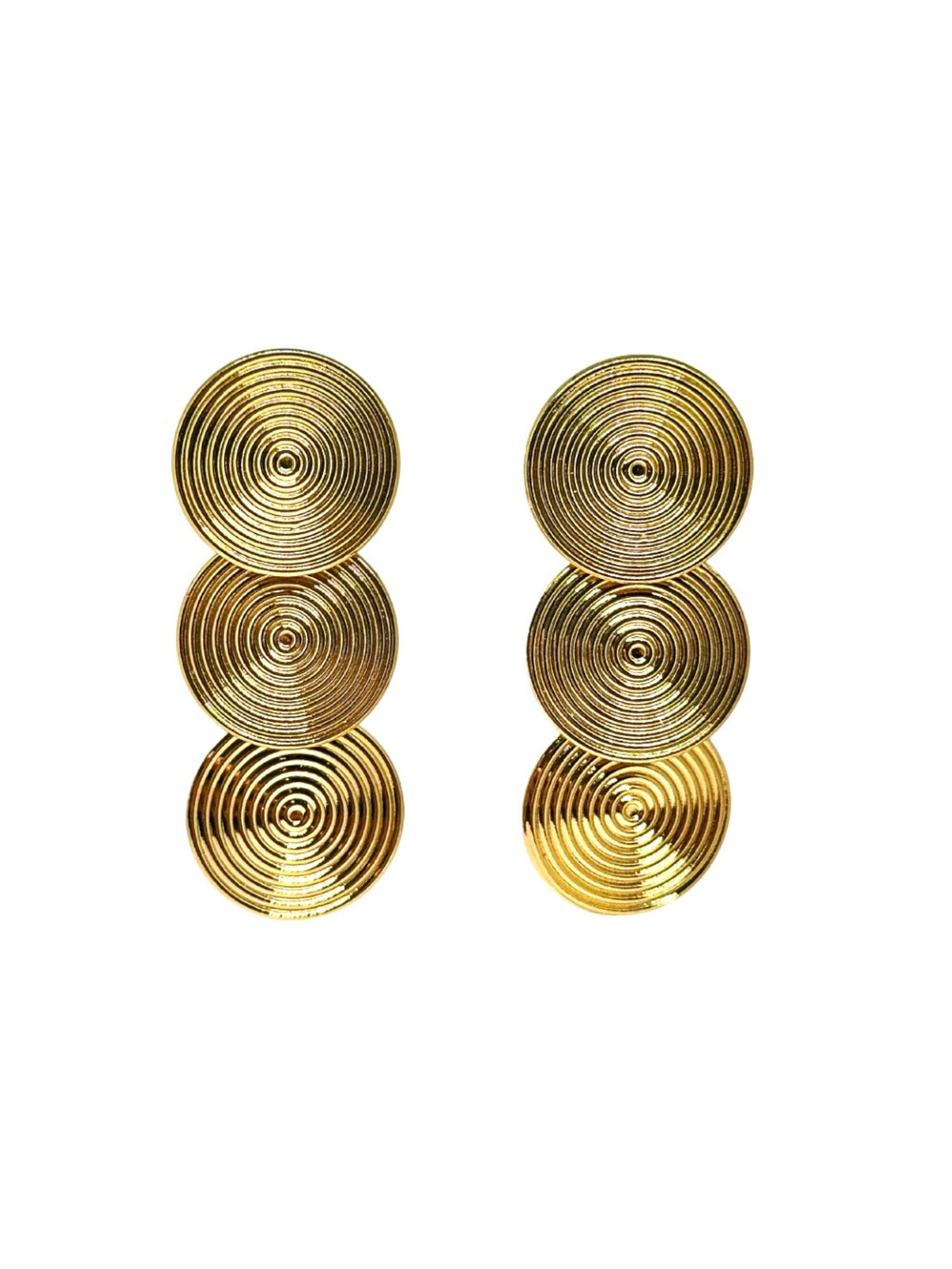 Pendientes de flamenca tres circulos dorados