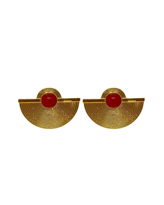Pendientes de Flamenca Abanico Detalle Rojo