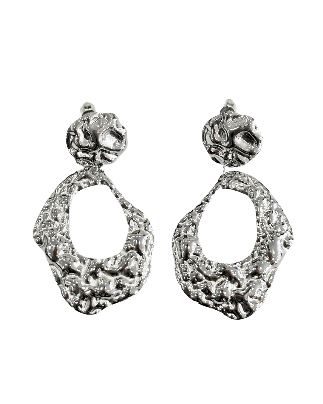 Pendientes de Flamenca Aro Abstracto Plata