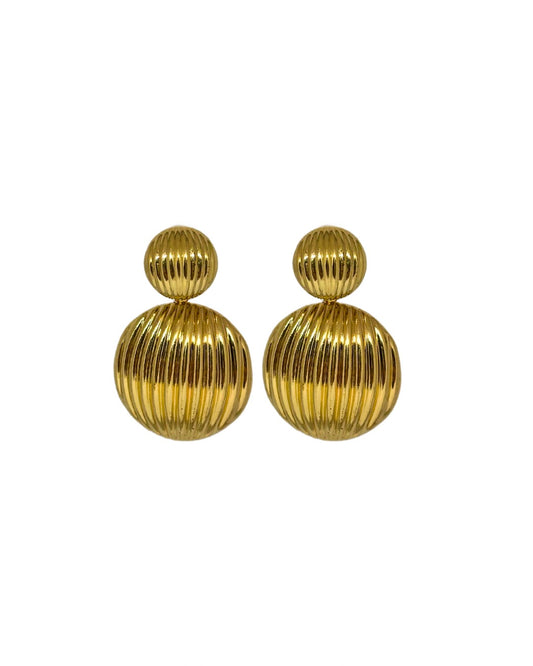 Pendientes de Flamenca Doble Esfera Doradas