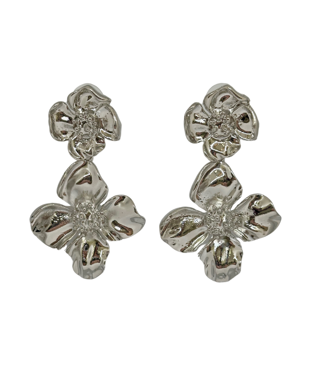 Pendientes de Flamenca Plateados 
Dos Flores