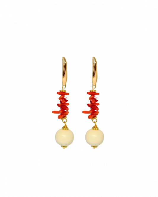 Pendientes de Flamenca coral y hueso