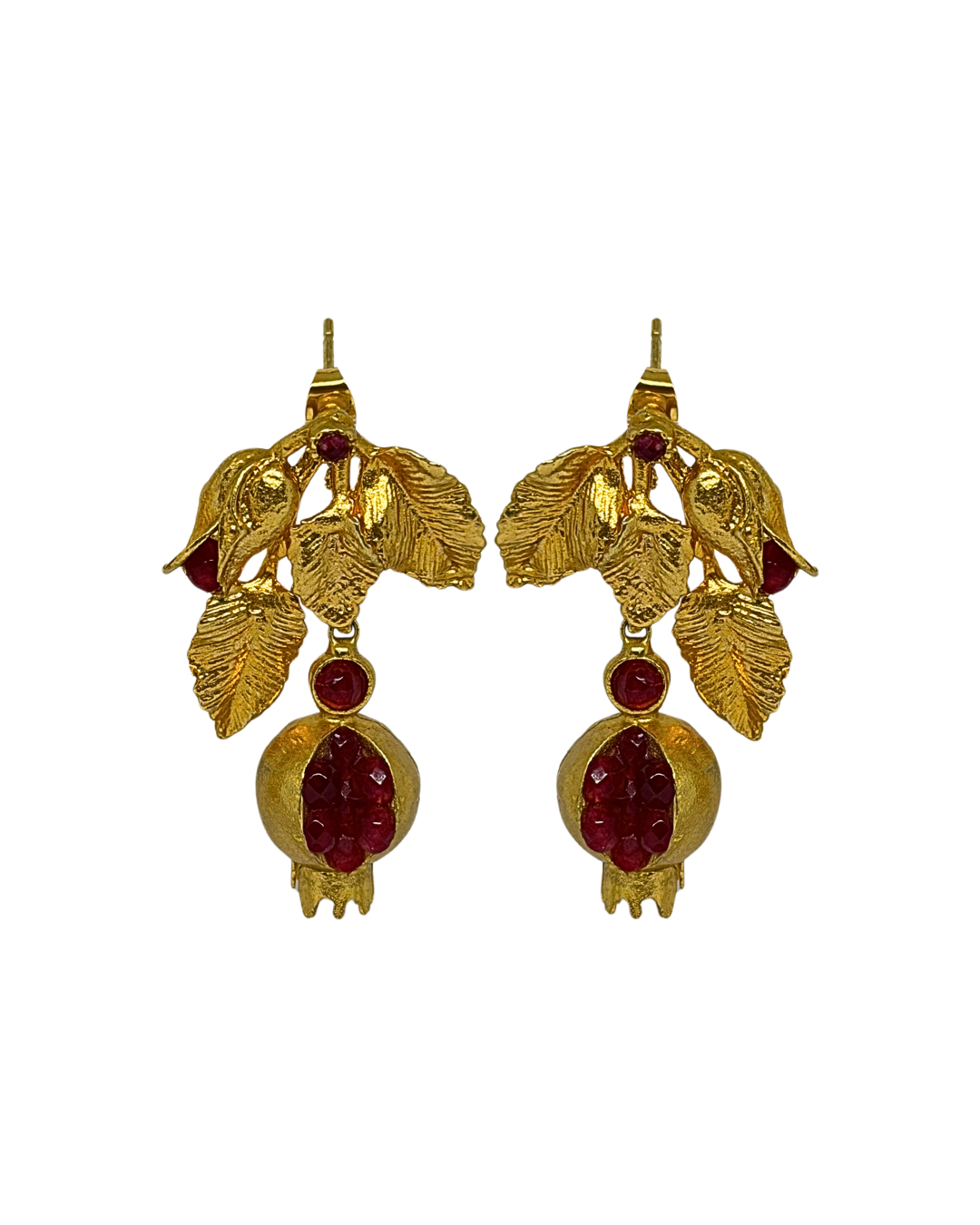 Pendientes Joya Granada y Hojas 