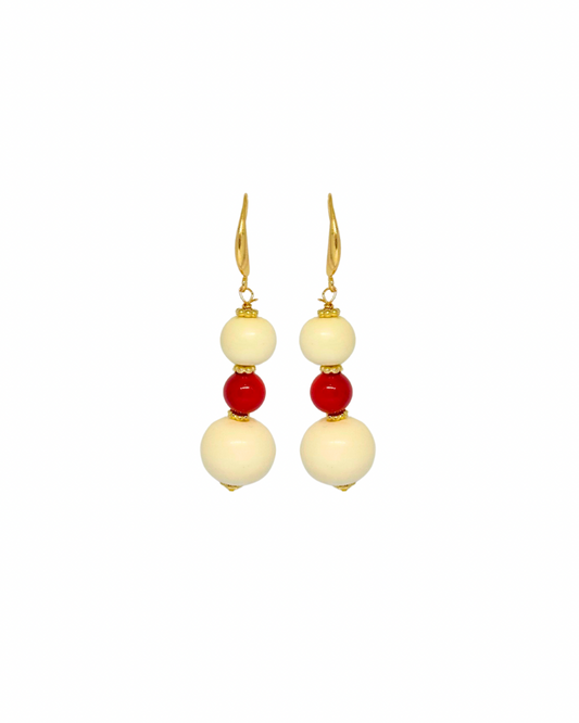 Pendientes de flamenca hueso y coral rojo