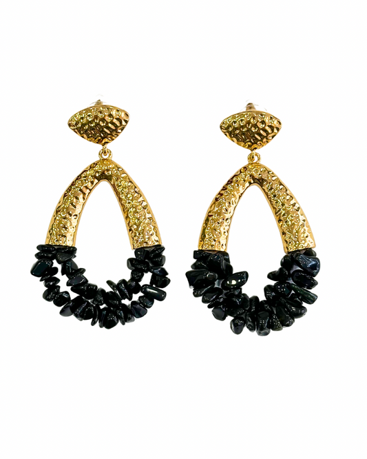 Pendientes de flamenca piedras negras